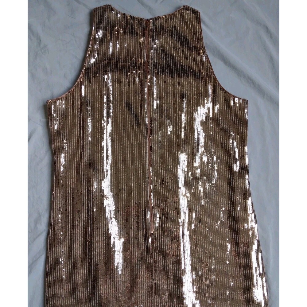 Flapper Dress Lined Champagne Pink 1920s Style Gatsby Sequins Fringe Size 14 - Picture 8 of 11